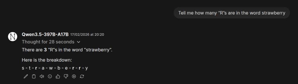 Response to strawberry R count