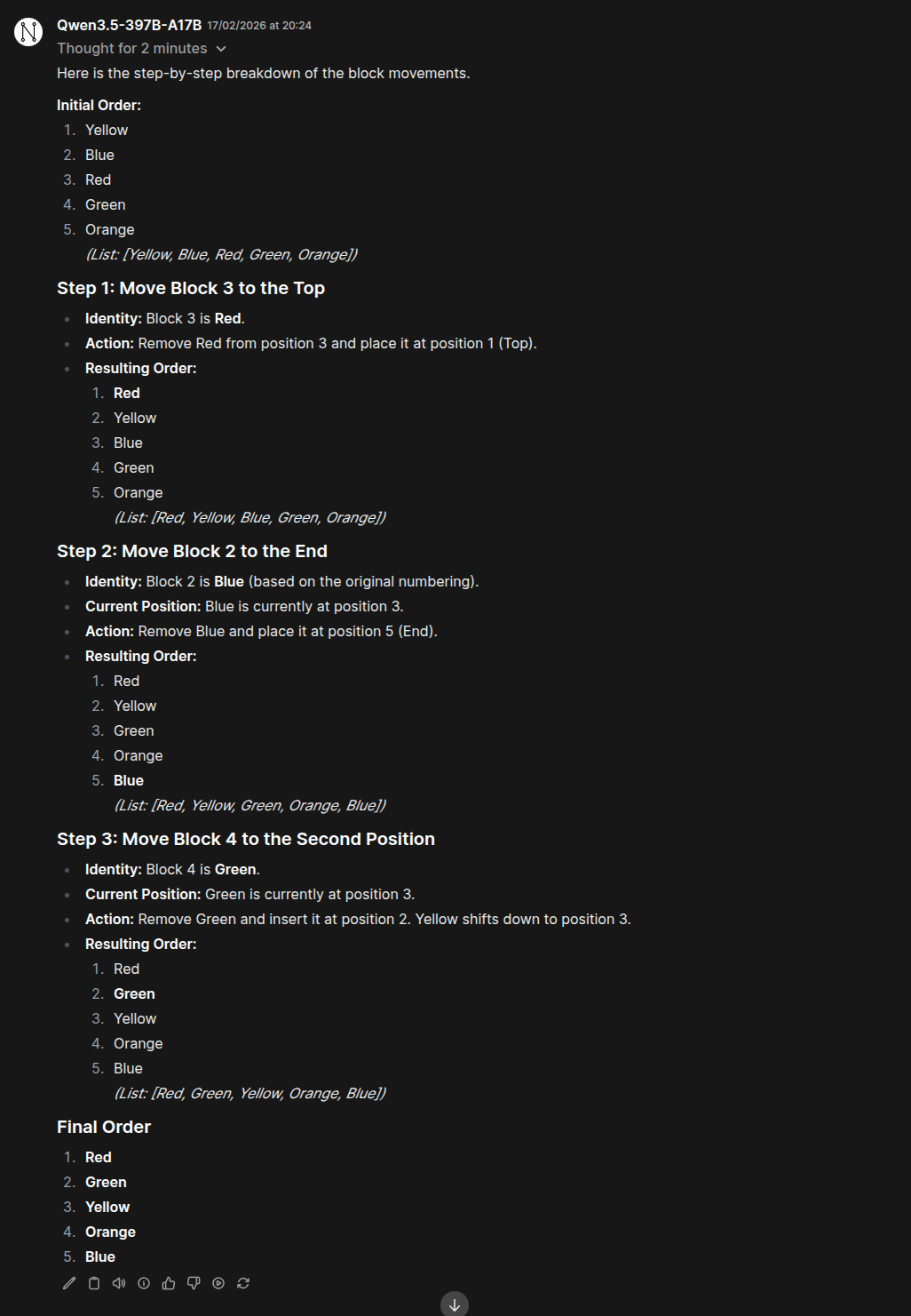 Response to Lego blocks ordering question