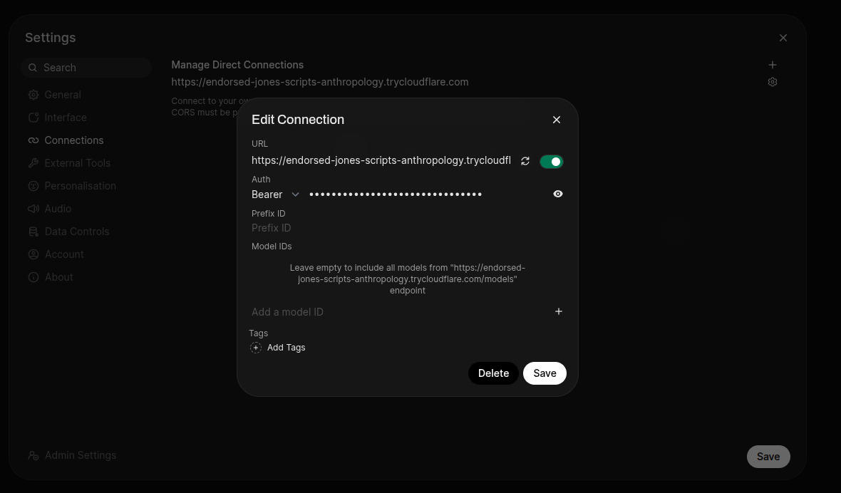 PrivateGPT by NeuralNet connection settings